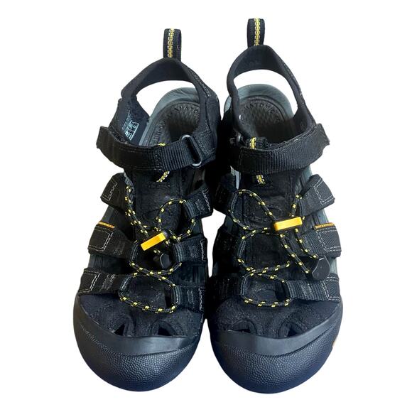 Keen Commuter Mens Sandals 9 Black Yellow Bungee Tie Hiking Shoes Toe Protection - Picture 4 of 9